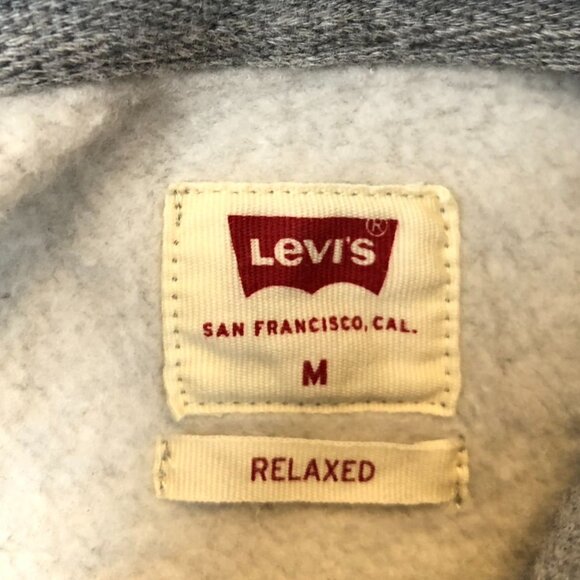 Levi's Mens Hoodie Sweatshirt Medium Relaxed Fit Pullover Gray Classic Casual - Picture 5 of 10